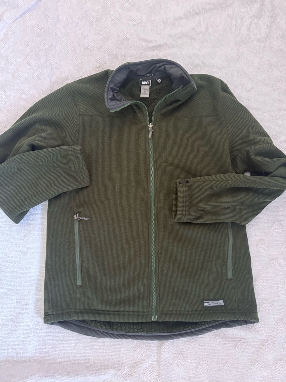 REI Woodland Jacket fleece lined SZ MENS LARGE Green